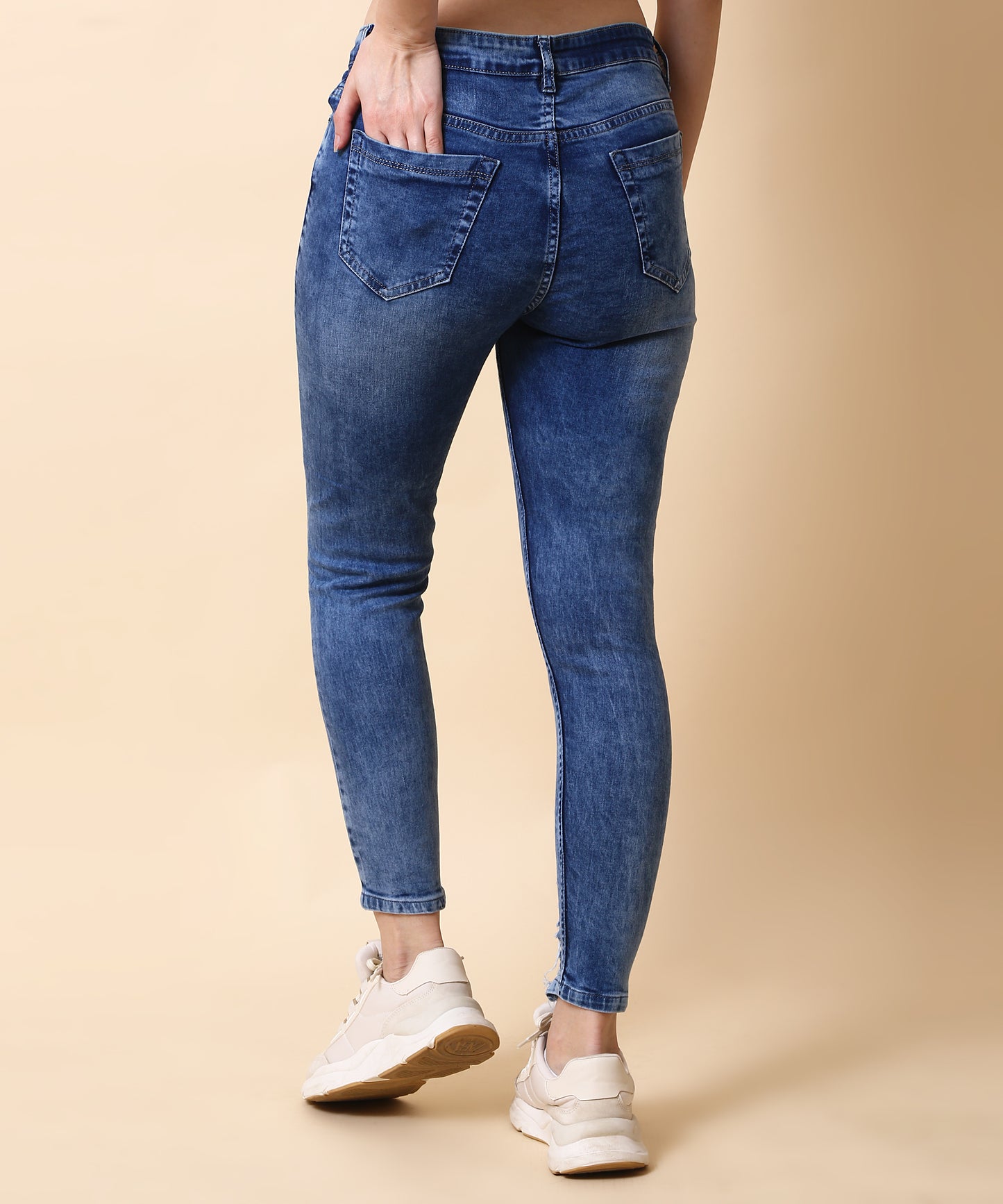 Women Skinny Light Blue Damage Jeans