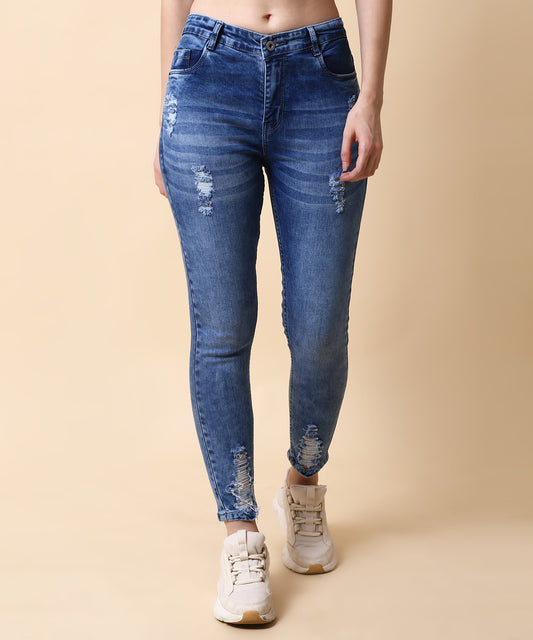 Women Skinny Light Blue Damage Jeans