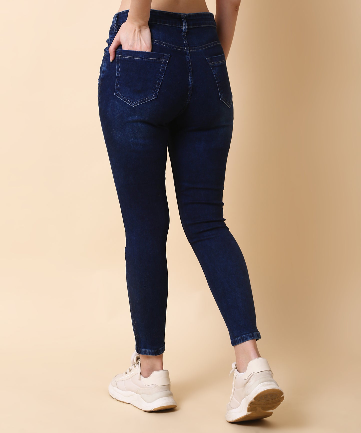 Women Skinny Mid Rise Blue Jeans
