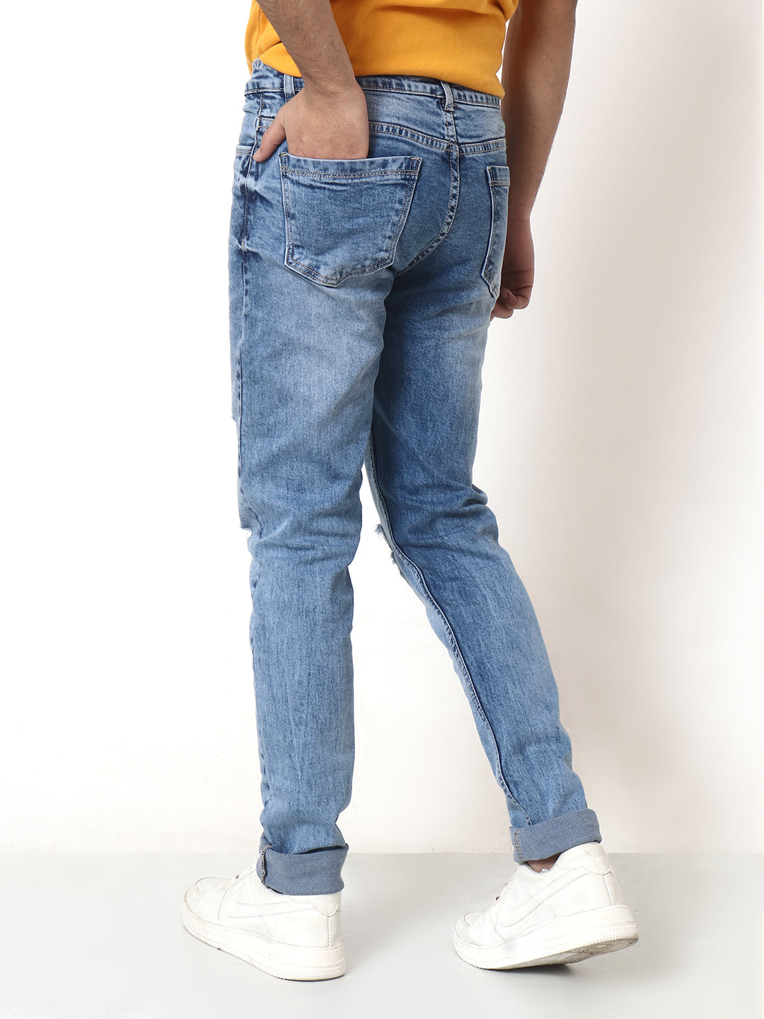 Boys Slim Damage Light Blue Denim Jeans