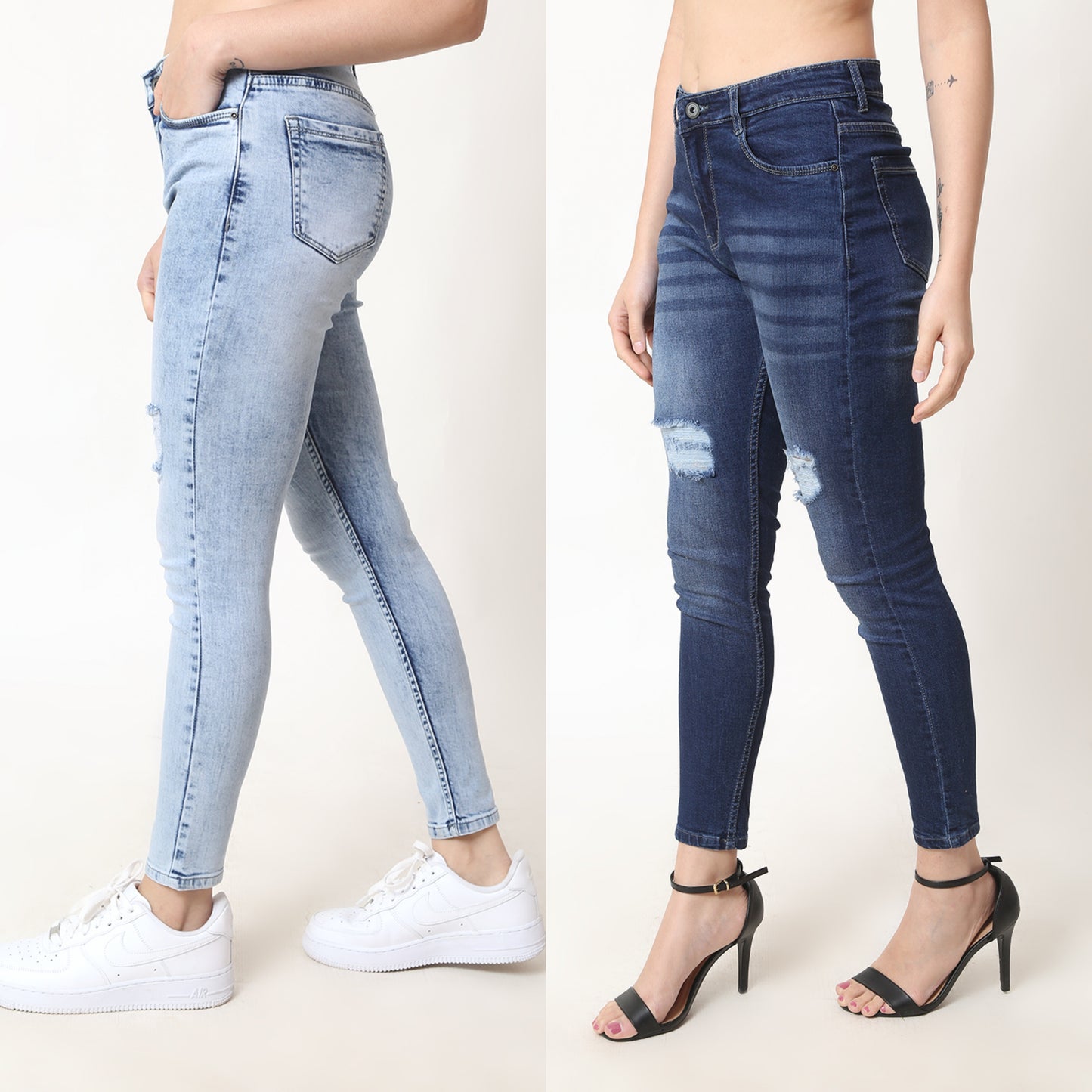 Women Combo Of Light & Dark Blue Skinny jeans
